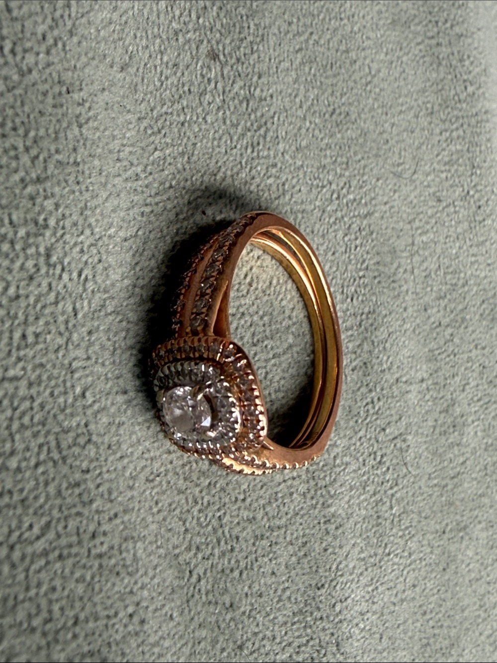 Zales Rose Gold and Silver Halo Bridal Ring Set